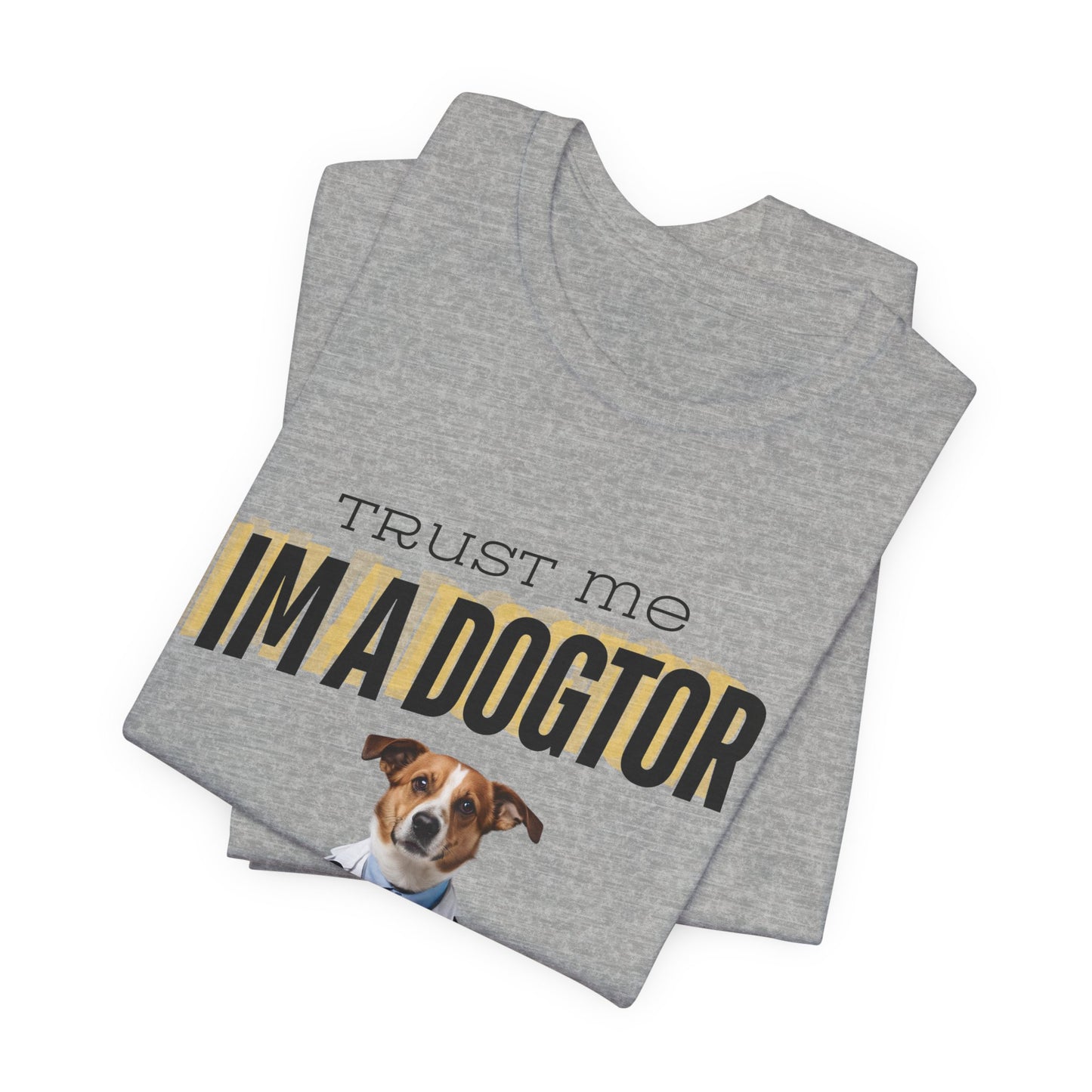 Trust Me I'm a Dogtor t-shirt sleeve and neckline detail