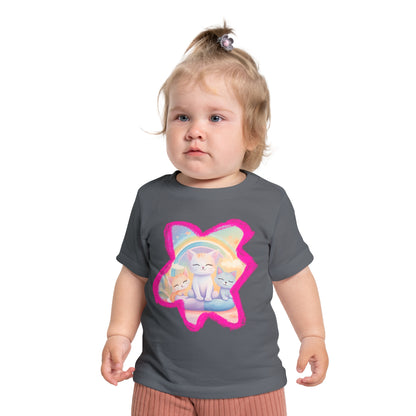 🐱 Adorable Cats & Rainbows Baby T-Shirt – Soft, Stylish & Durable! 🌈-Sniffwaggleandwalk™