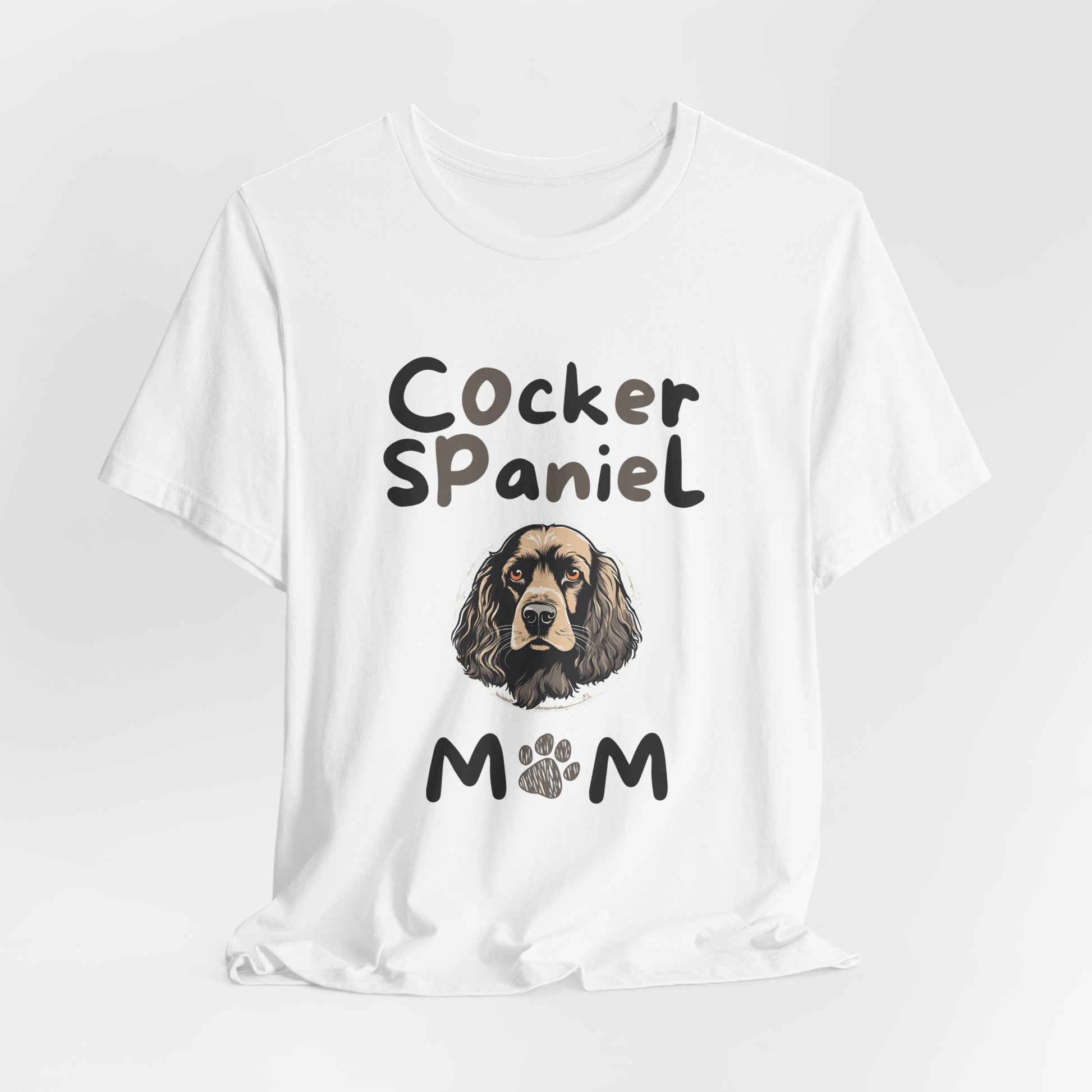 Cocker Spaniel Mum t-shirt in White, hanging front view