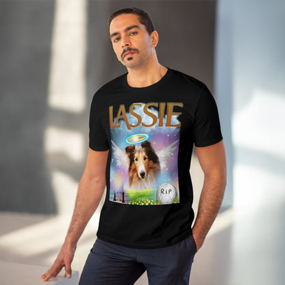 "RIP LASSIE" Organic Creator T-shirt - Unisex by Sniffwaggleandwalk™ - Sniff Waggle And Walk