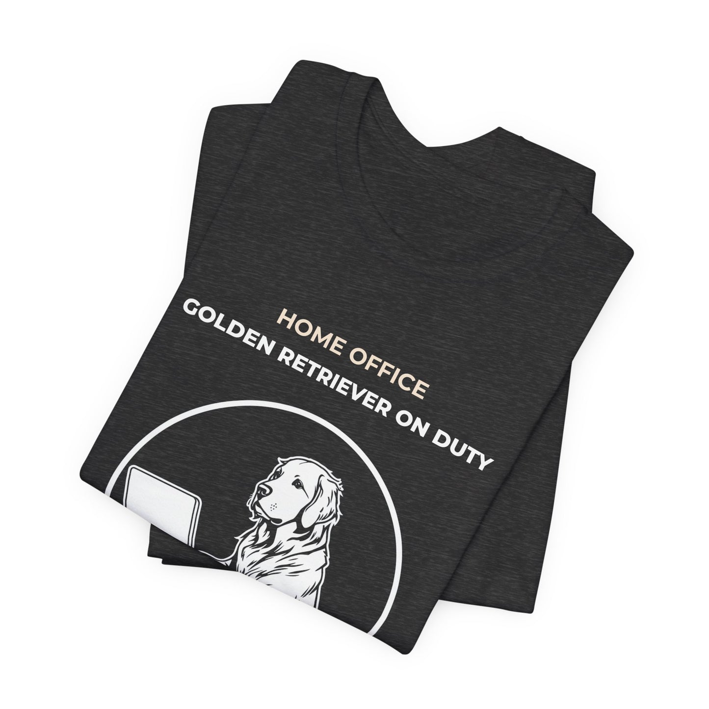 Golden Retriever Home Office T-Shirt — "Golden Retriever On Duty"