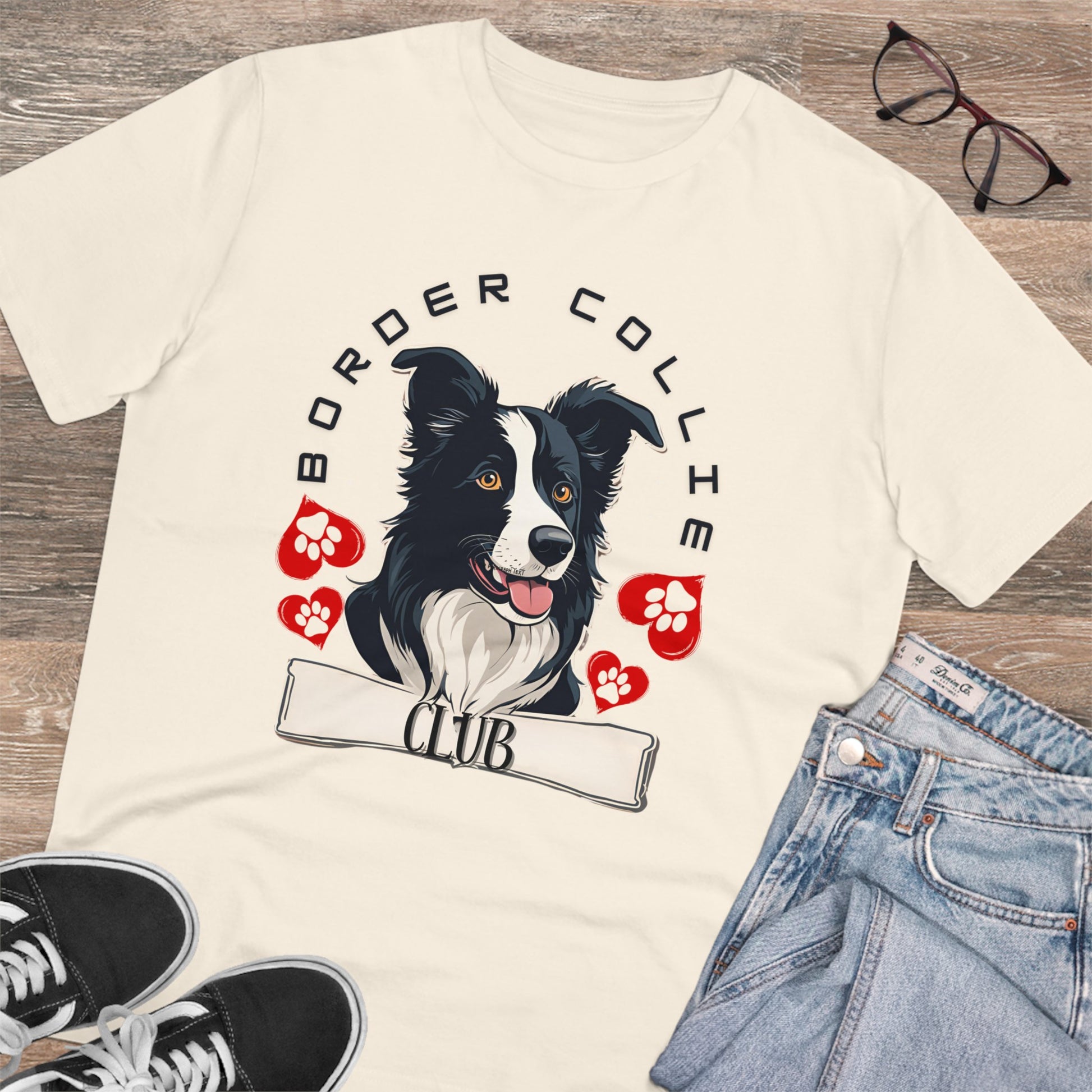 "BORDER COLLIE CLUB" Organic Creator T-shirt - Unisex SniffWaggleAndWalk™ - Sniff Waggle And Walk