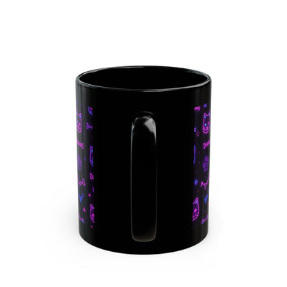 Neon glow cat coffee mug, cat lover gift