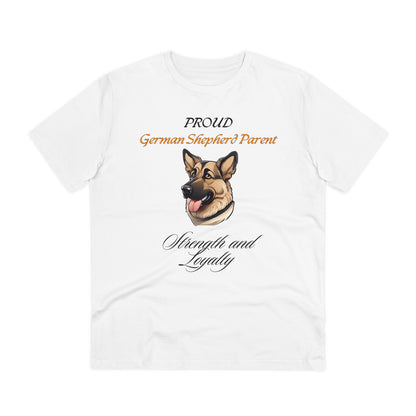 PROUD GERMAN SHEPHARD PARENT. "strength and loyalty" Dog Themed Soft Organic T-shirt - Unisex - Sniff Waggle And Walk