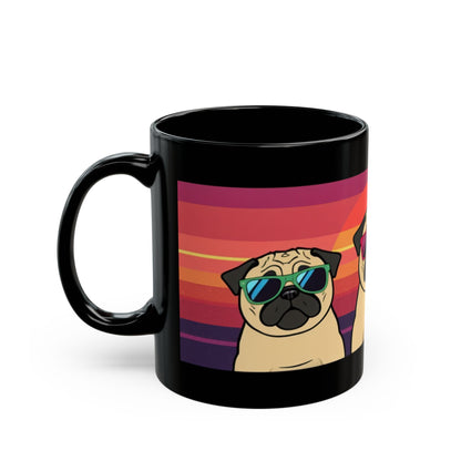 Pug sunset mug side view with handle