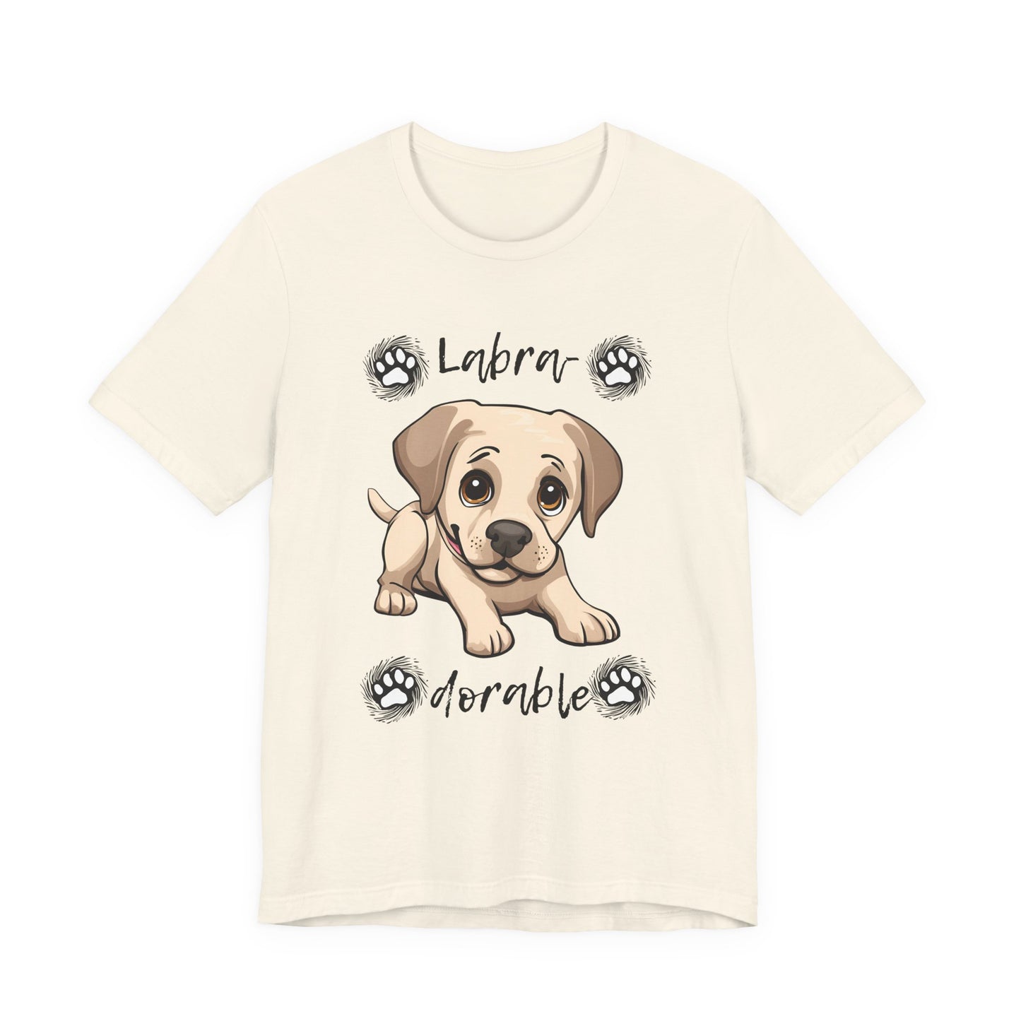Labra-DORABLE Labrador puppy t-shirt in Natural, flat lay front view