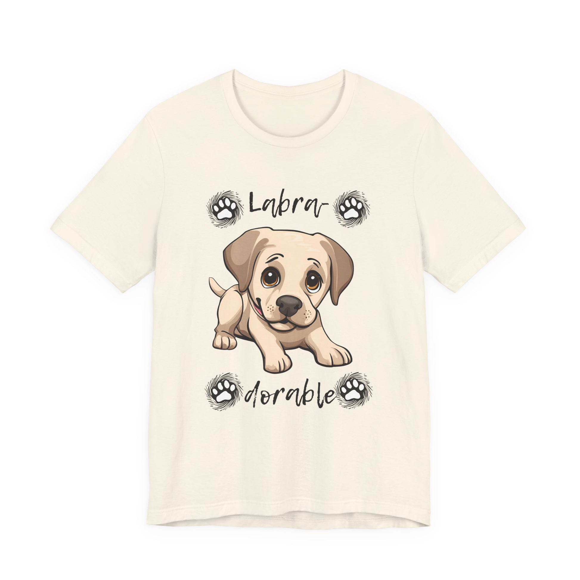 Labra-DORABLE Labrador puppy t-shirt in Natural, flat lay front view