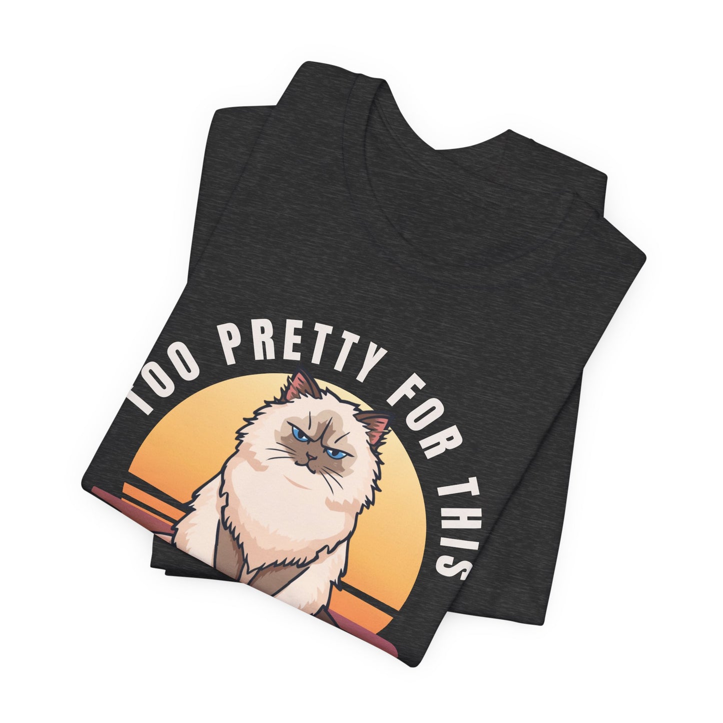 Too Pretty For This Cat T-Shirt — Grumpy Himalayan Cat Graphic Tee