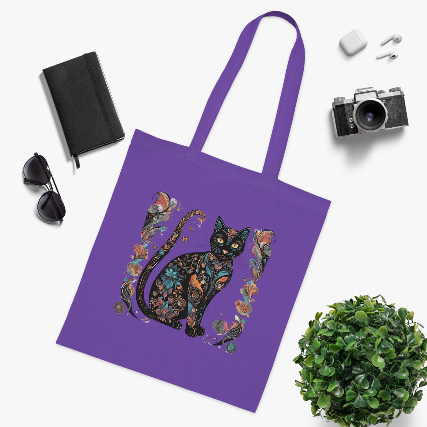 Lightweight Cotton Tote Bag with Adorable Cat Design – Eco-Friendly & Stylish!-Sniffwaggleandwalk™