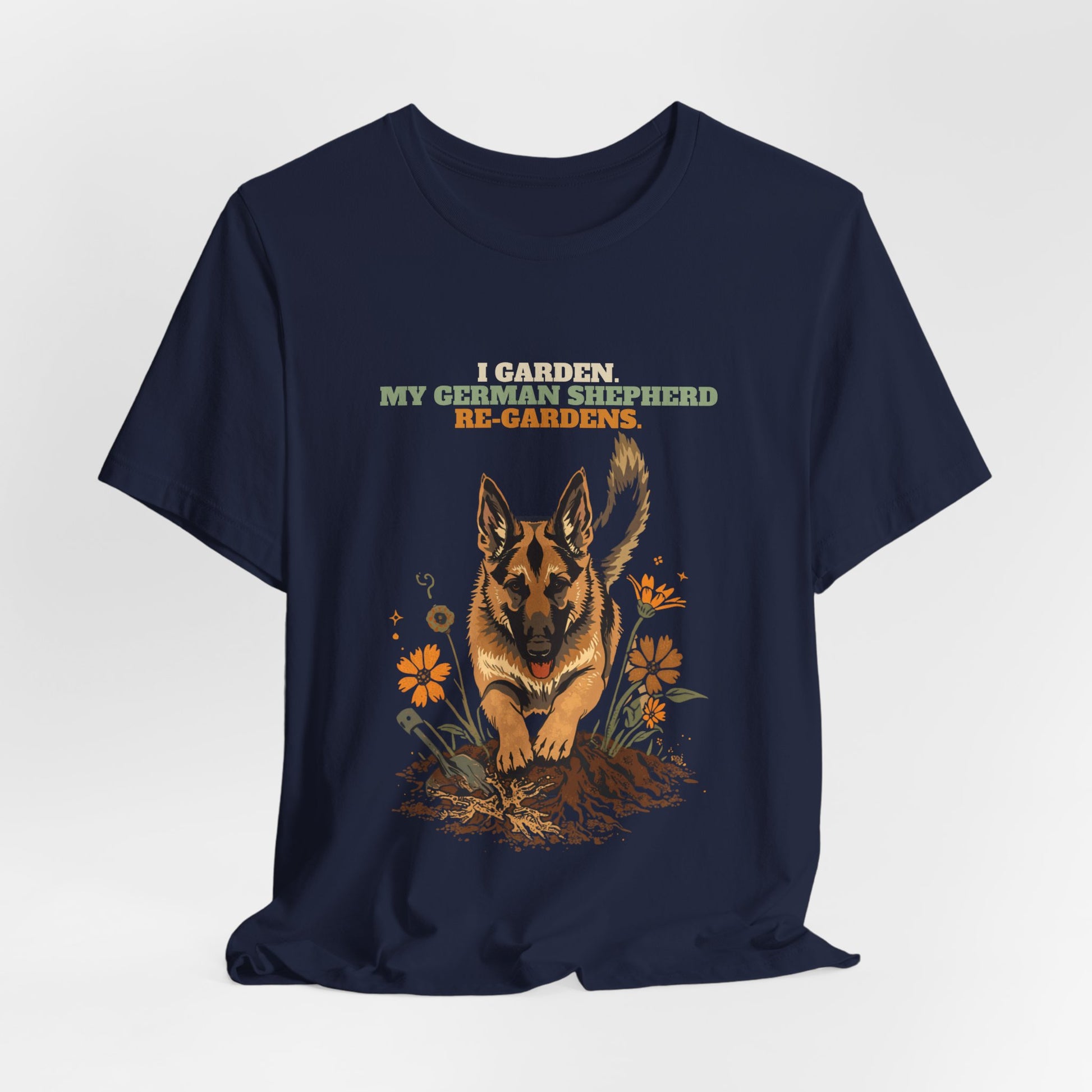 German shepherd dog gardening t-shirt gift idea