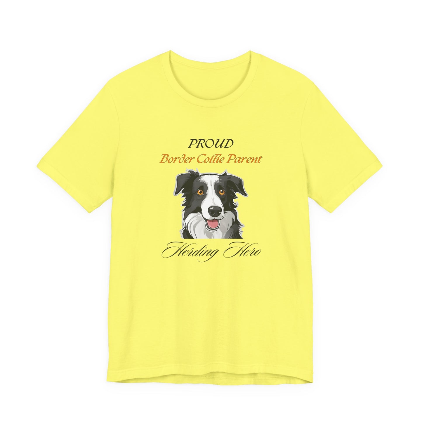 Proud Border Collie Parent t-shirt in Natural, front view