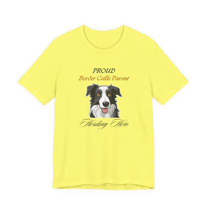 Proud Border Collie Parent t-shirt in Natural, front view