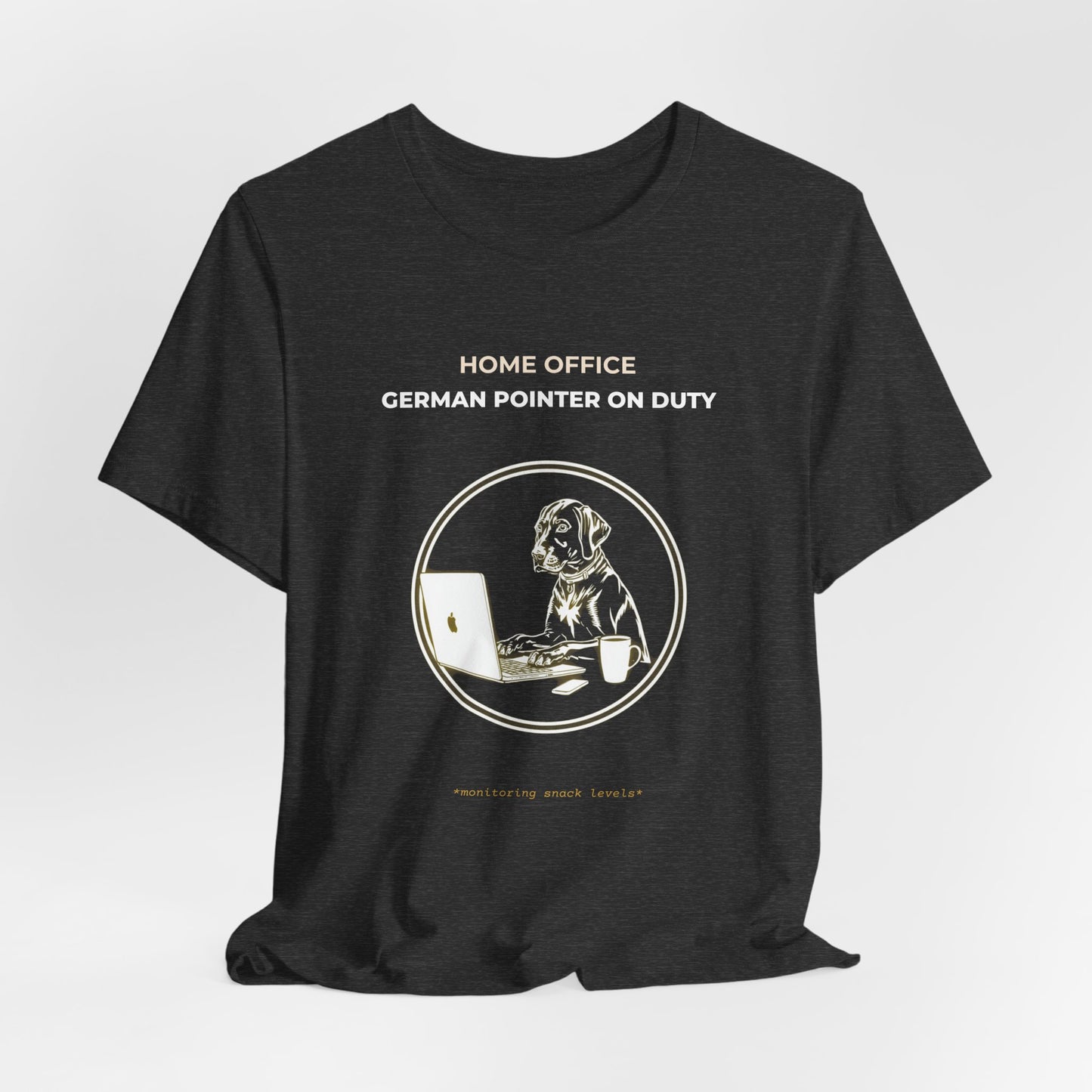 Home Office T-Shirt – "German Pointer On Duty" Laptop Dog Tee