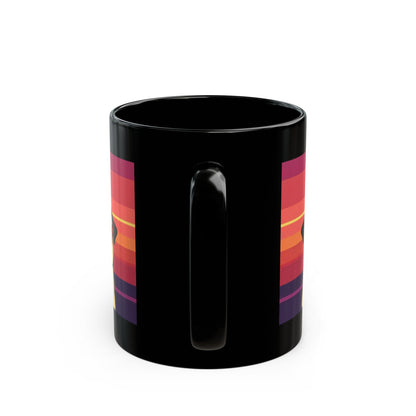 Pug retro mug with coffee on a desk