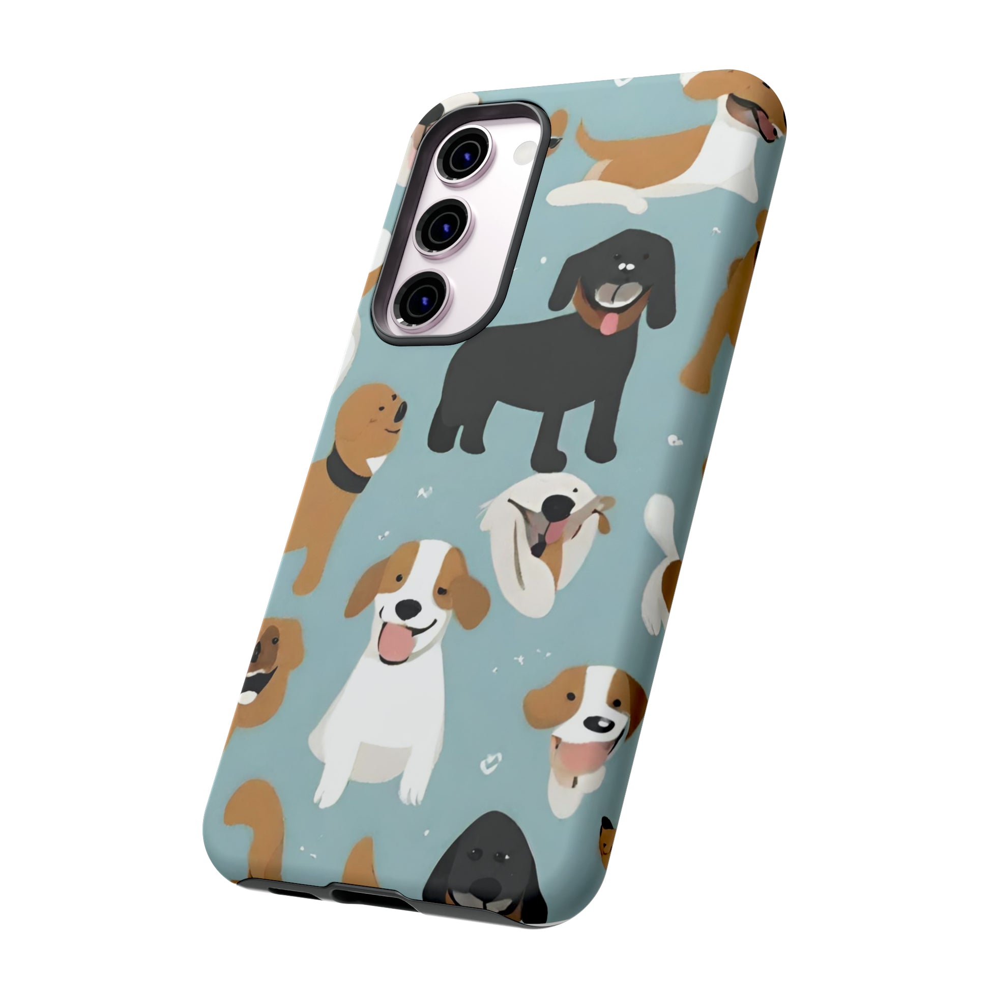 Sniffwagglendwalk™ Multi Dog Design Tough Phone Case. - Sniff Waggle And Walk