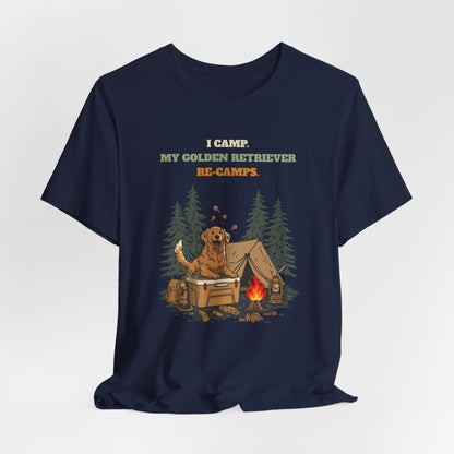 Golden Retriever camping tee full design view