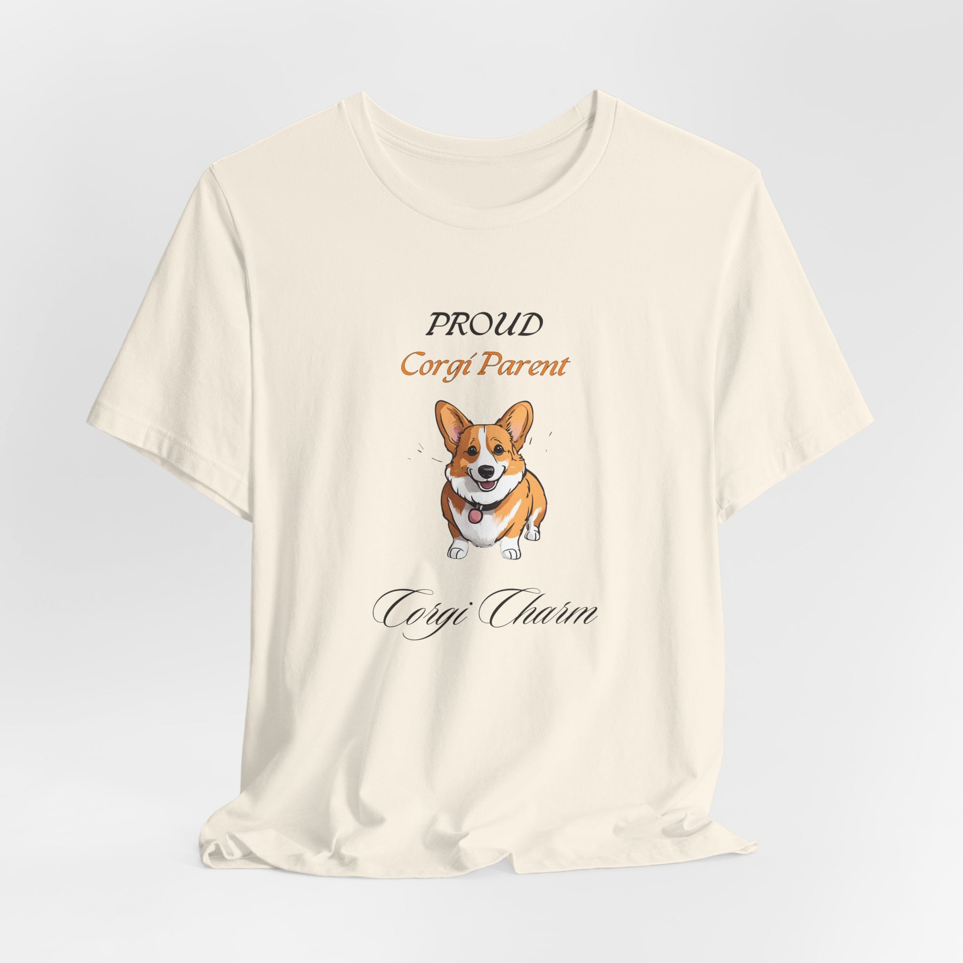 Proud Corgi Parent t-shirt in Yellow, flat lay