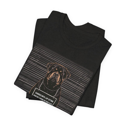 Model wearing the Rottweiler True Crime Night Shift tee, front pose
