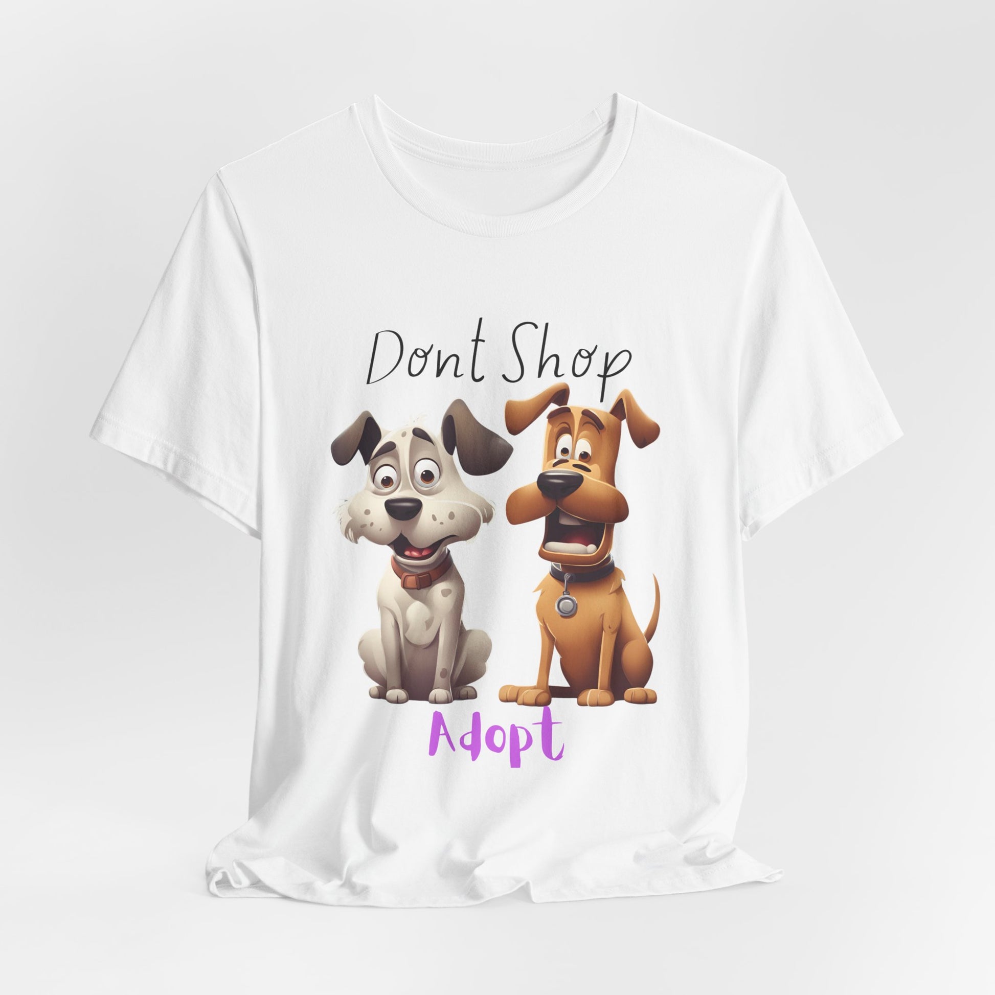 Don't Shop Adopt rescue dog t-shirt — eco-friendly dog adoption design, Sniff Waggle And Walk