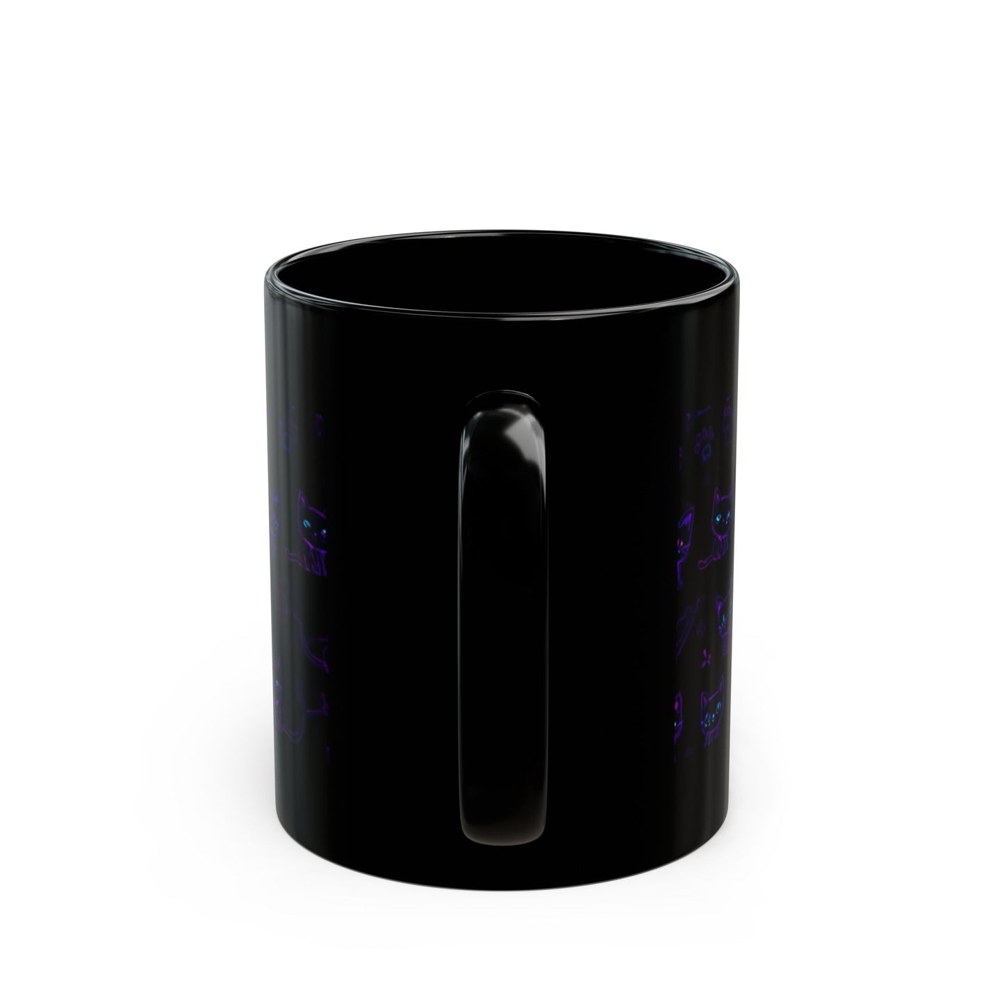 Black Cat Pattern Mug — Neon Gothic Cat Coffee Cup (11oz & 15oz)