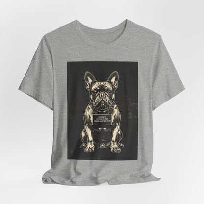 French Bulldog True Crime Night Shift t-shirt, black heather, back view