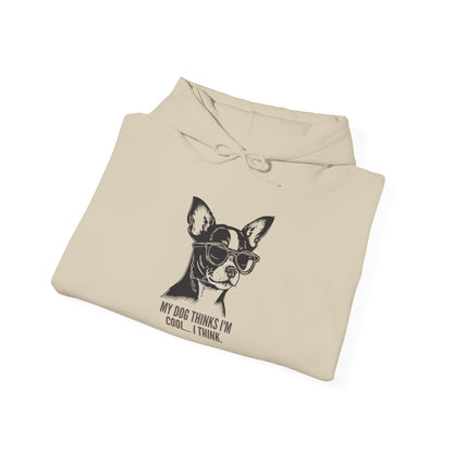 My Dog Thinks I'm Cool hoodie folded flat