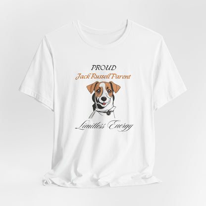 Proud Jack Russell Parent t-shirt in White, flat lay