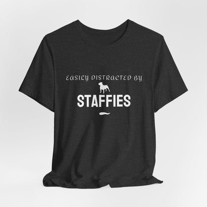 Easily Distracted by Staffies organic unisex t-shirt