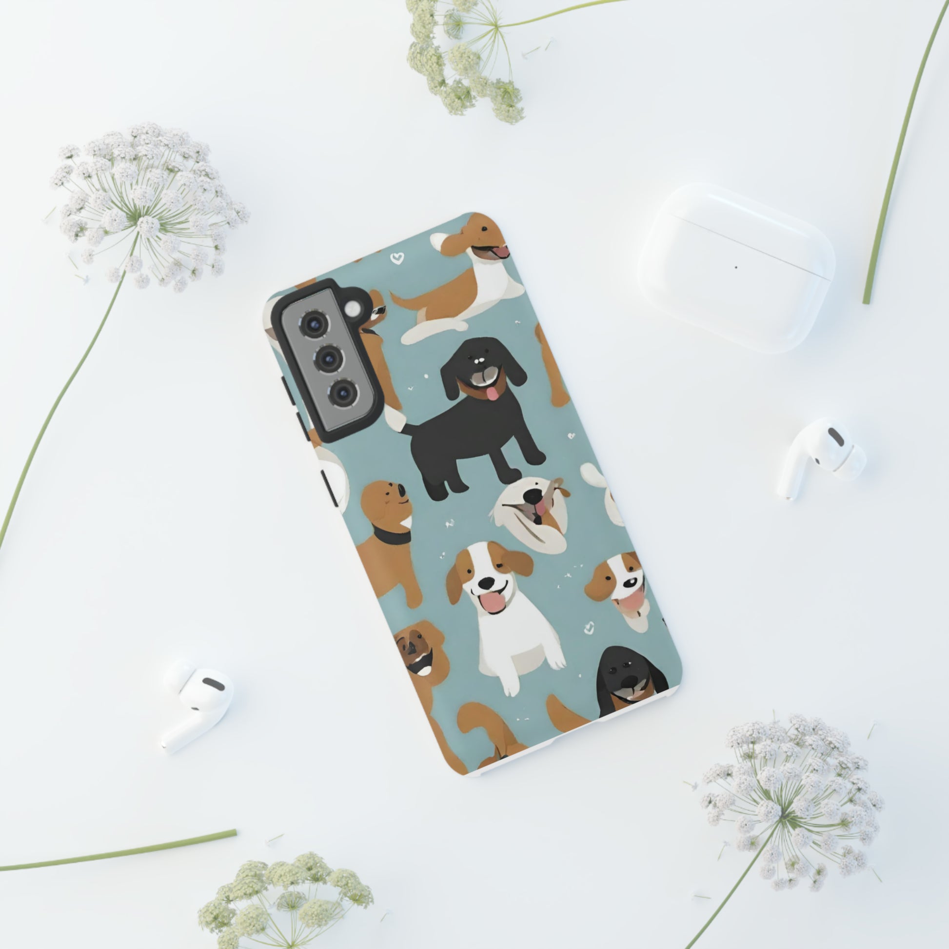 Sniffwagglendwalk™ Multi Dog Design Tough Phone Case. - Sniff Waggle And Walk