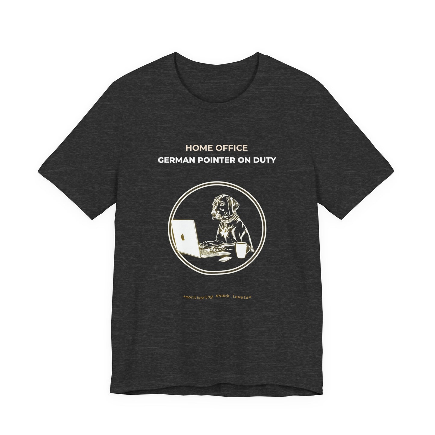 Home Office T-Shirt – "German Pointer On Duty" Laptop Dog Tee