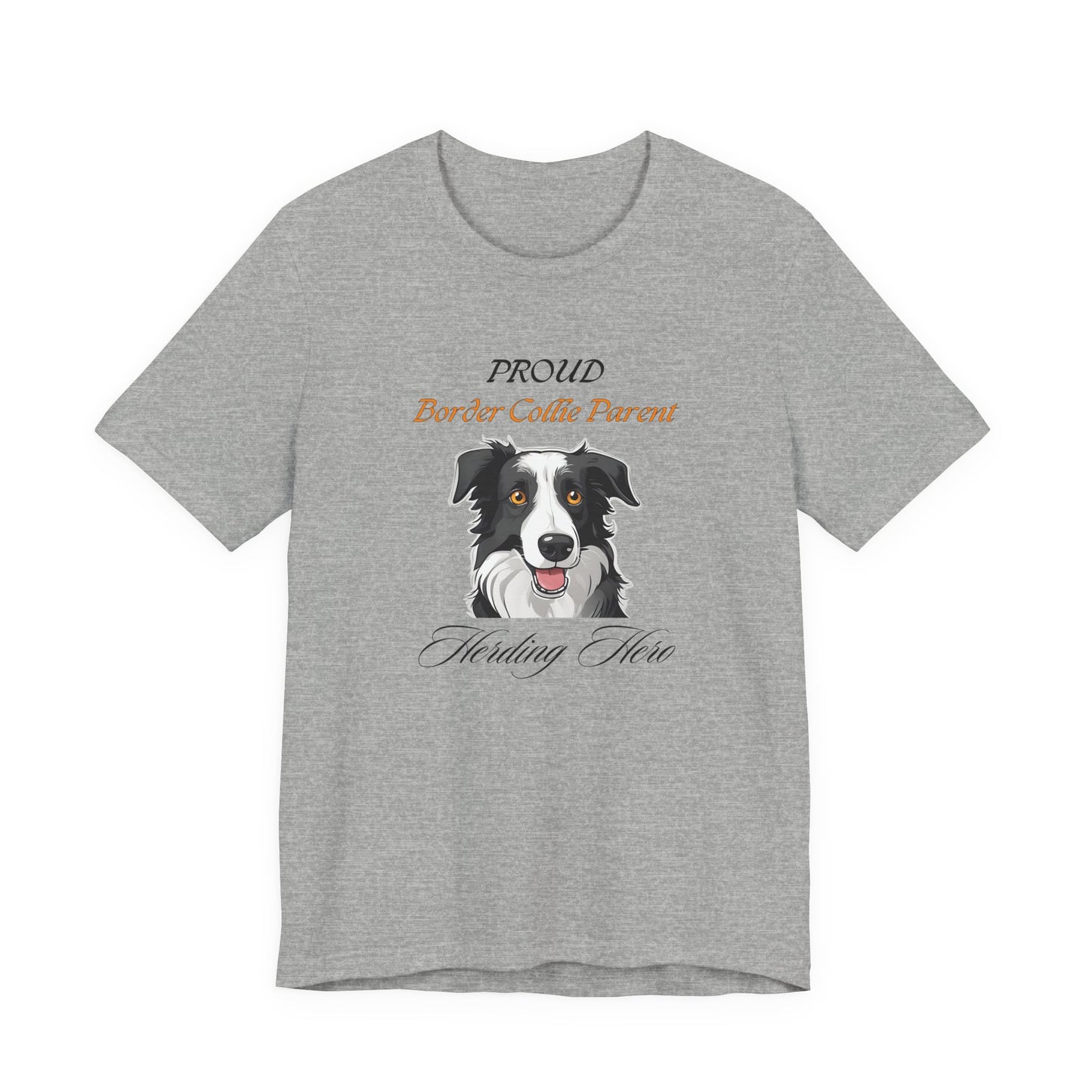 Proud Border Collie Parent t-shirt in Athletic Heather, front view