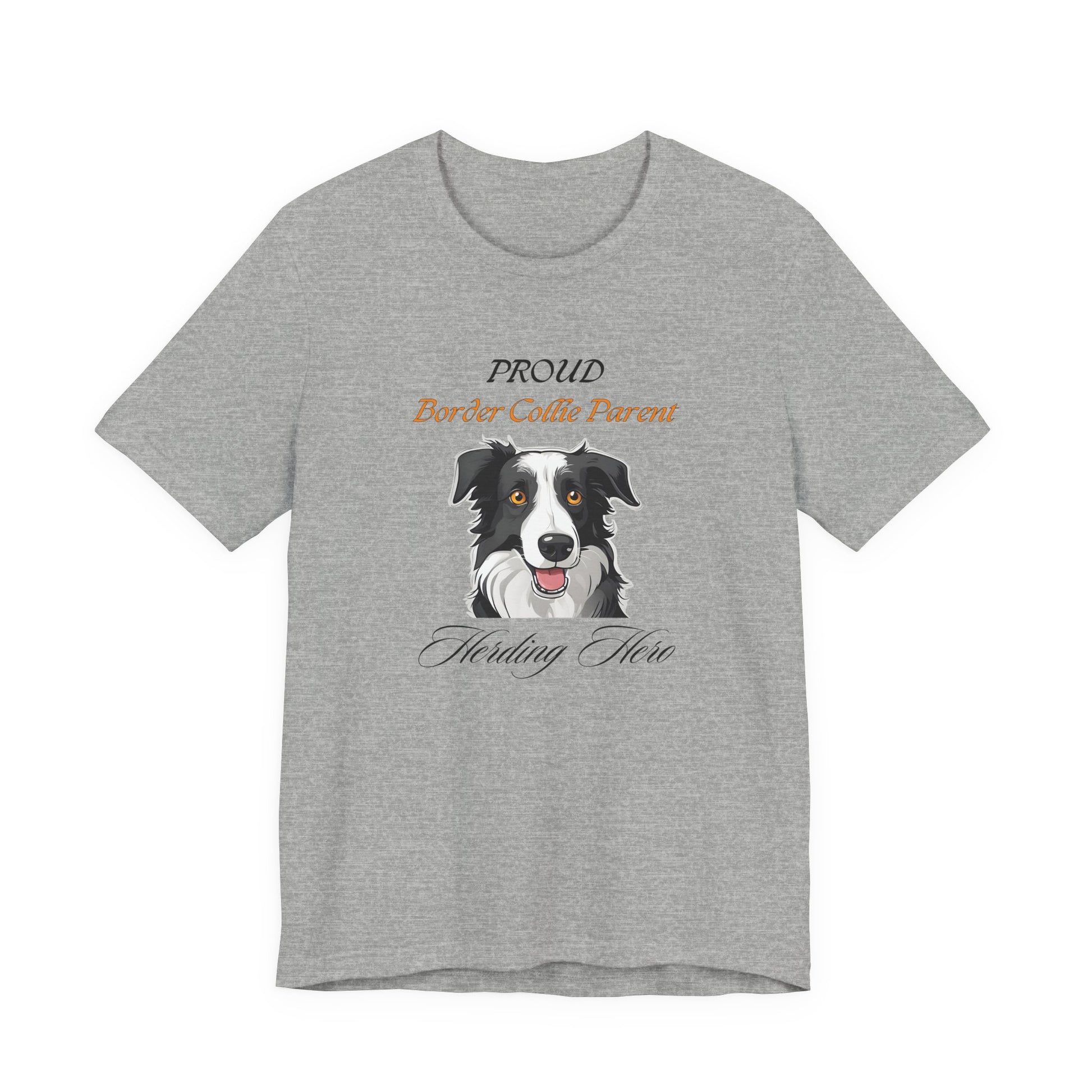 Proud Border Collie Parent t-shirt in Athletic Heather, front view