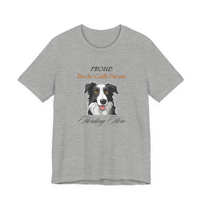 Proud Border Collie Parent t-shirt in Athletic Heather, front view