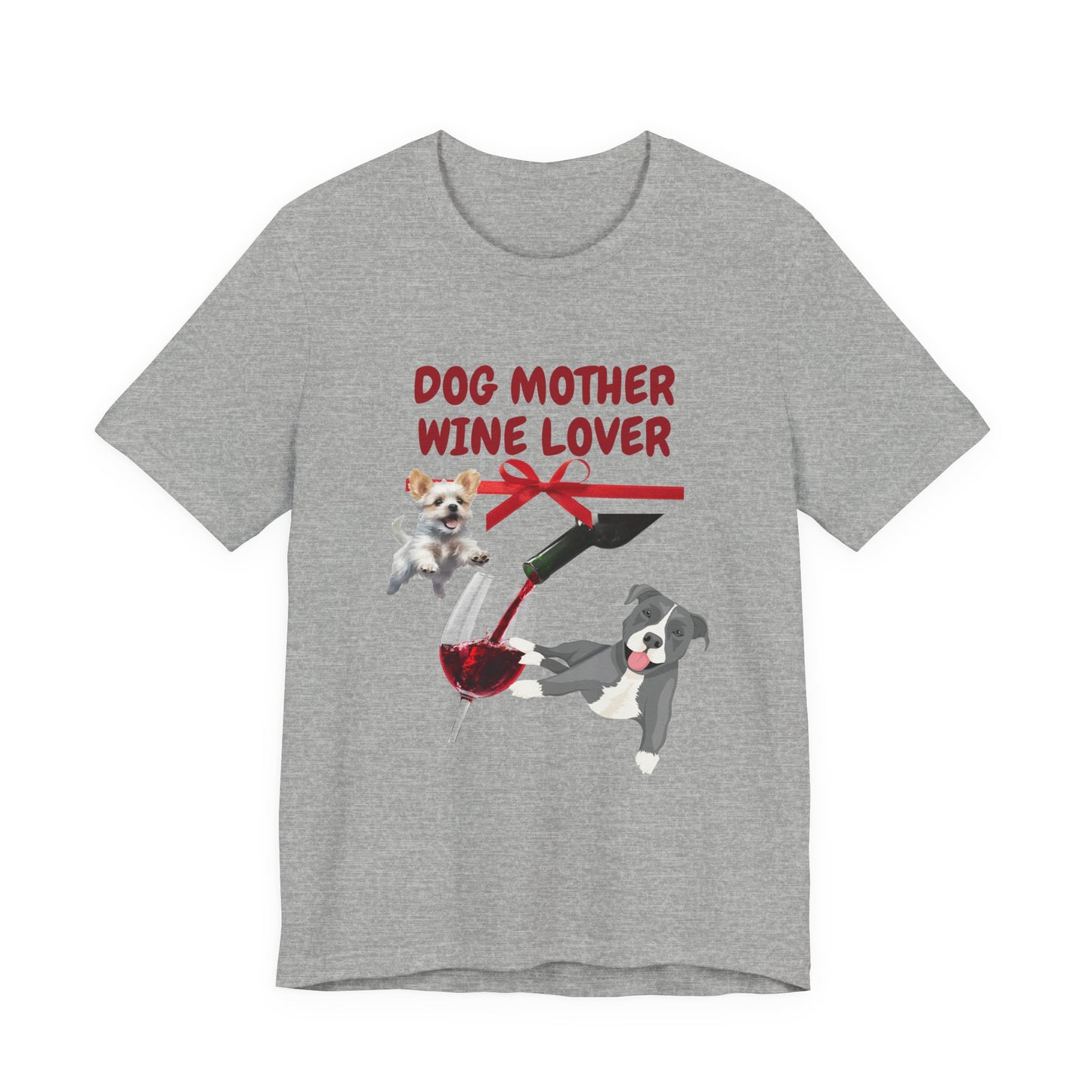 Dog Mother Wine Lover t-shirt in Natural, front view