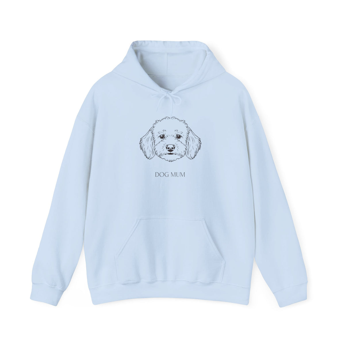 Cockapoo Dog Mum line art hoodie laid flat