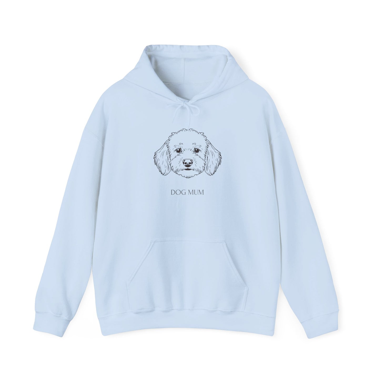 Cockapoo Dog Mum line art hoodie laid flat