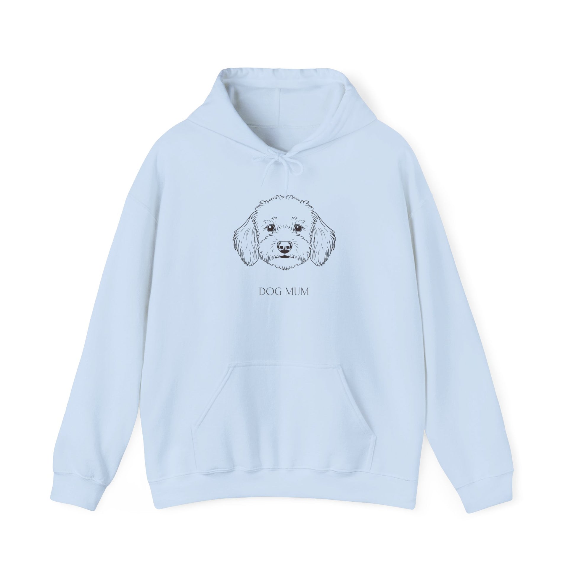 Cockapoo Dog Mum line art hoodie laid flat