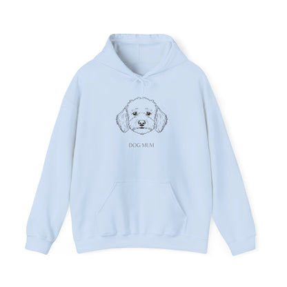 Cockapoo Dog Mum line art hoodie laid flat