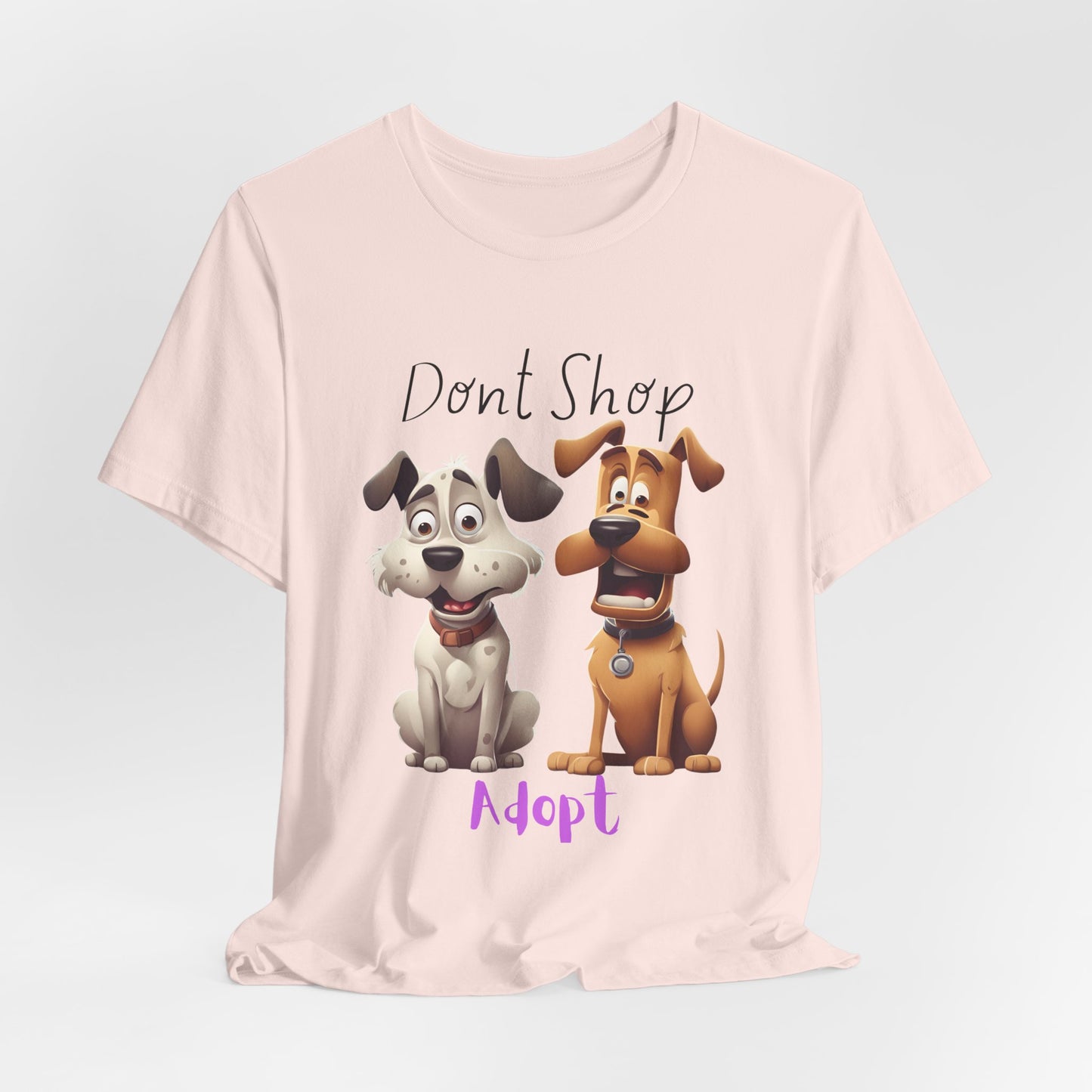 Don't Shop Adopt rescue dog t-shirt — organic cotton unisex tee with rescue dogs, Sniff Waggle And Walk