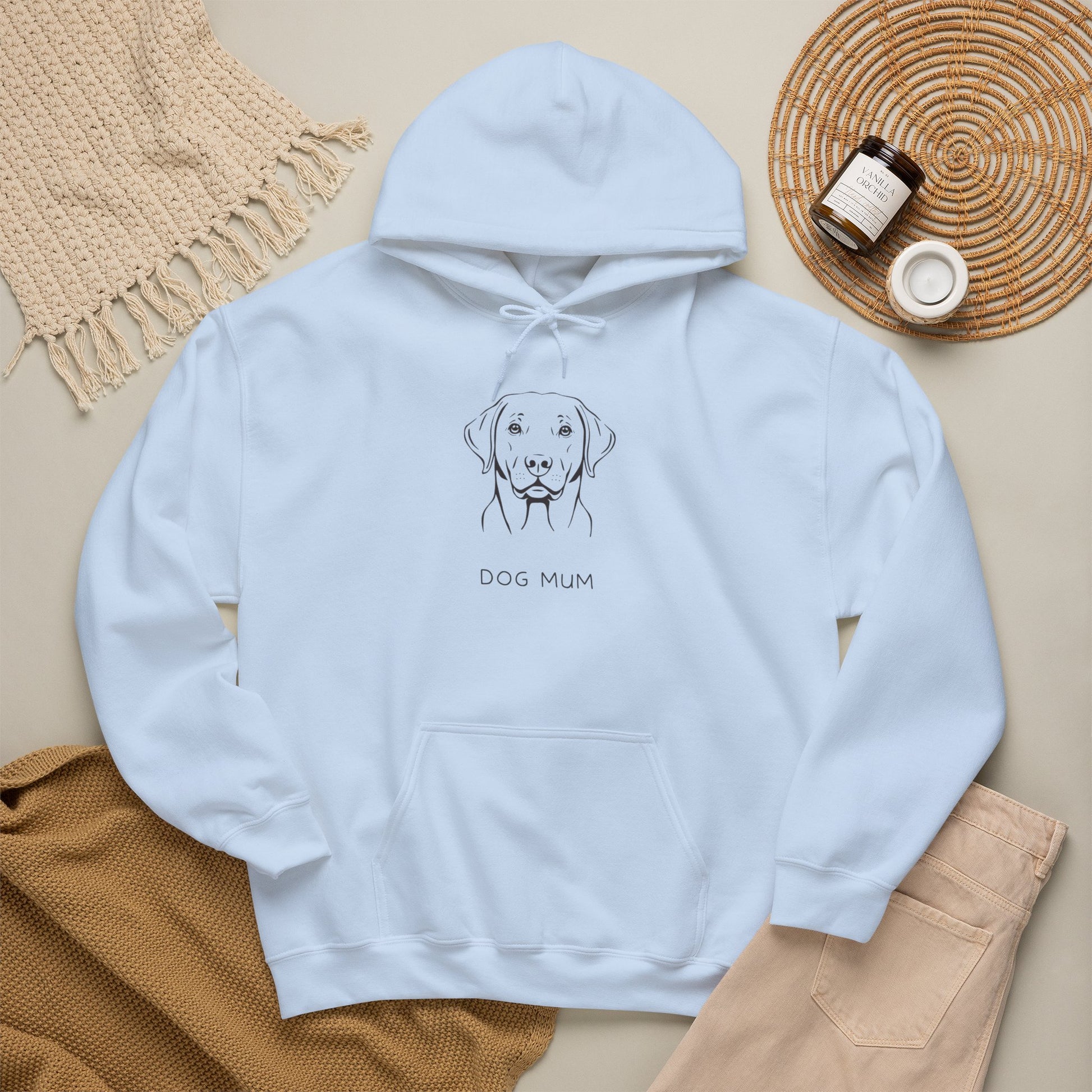 Labrador Dog Mum gift hoodie flat lay