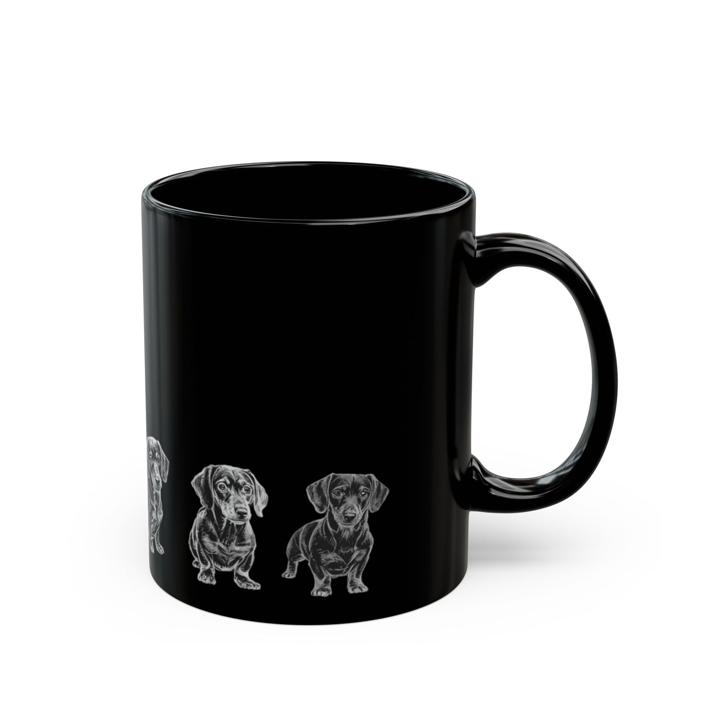 Dachshund  Black Coffee Mug – Cute Wiener Dog Line Art (11oz & 15oz)
