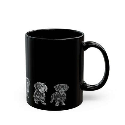 Dachshund mug shown in hand, dog lover gift