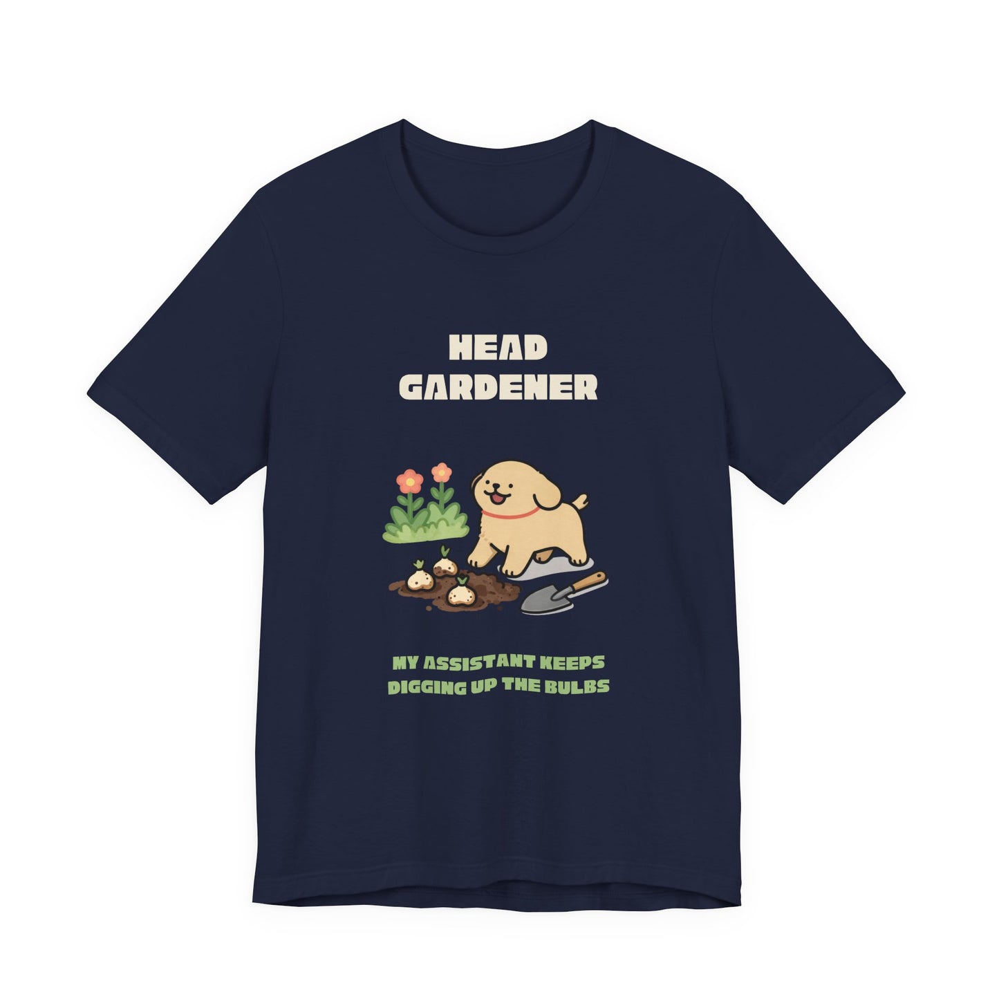 Gardening dog lover tee — navy unisex t-shirt