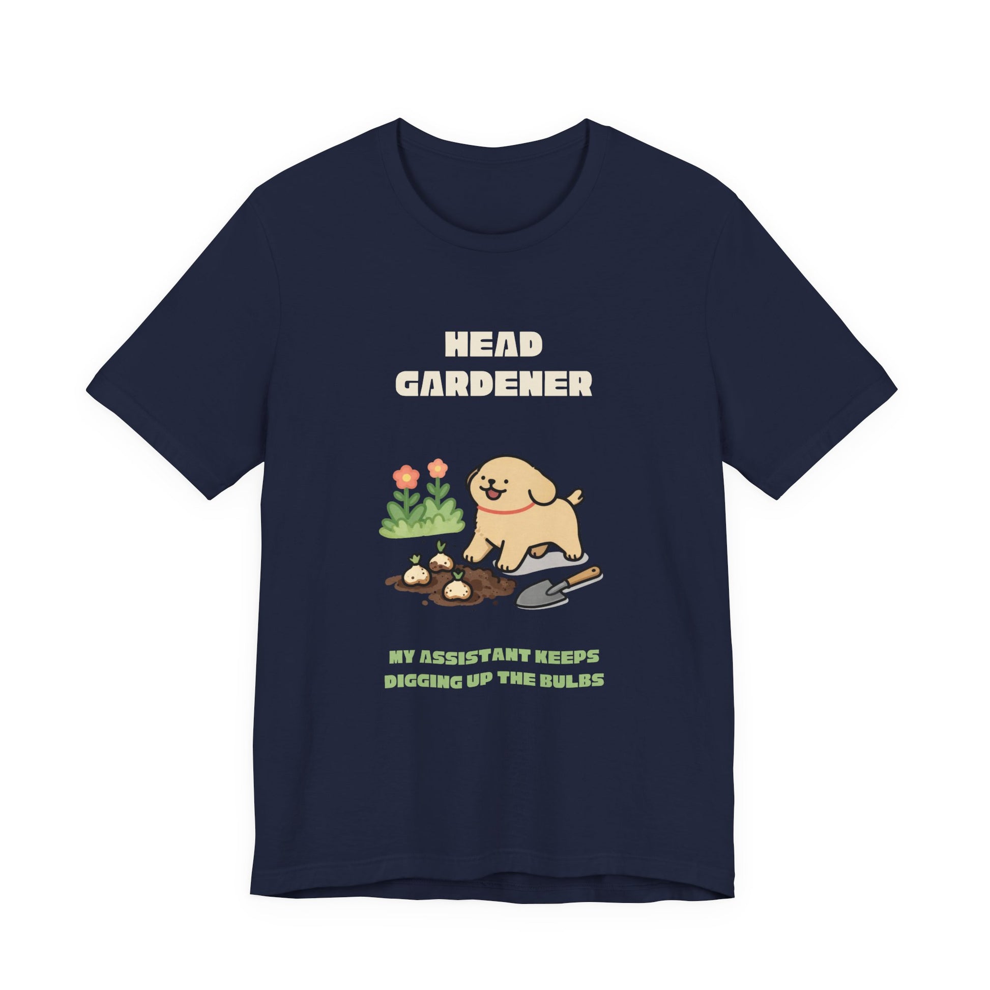 Gardening dog lover tee — navy unisex t-shirt