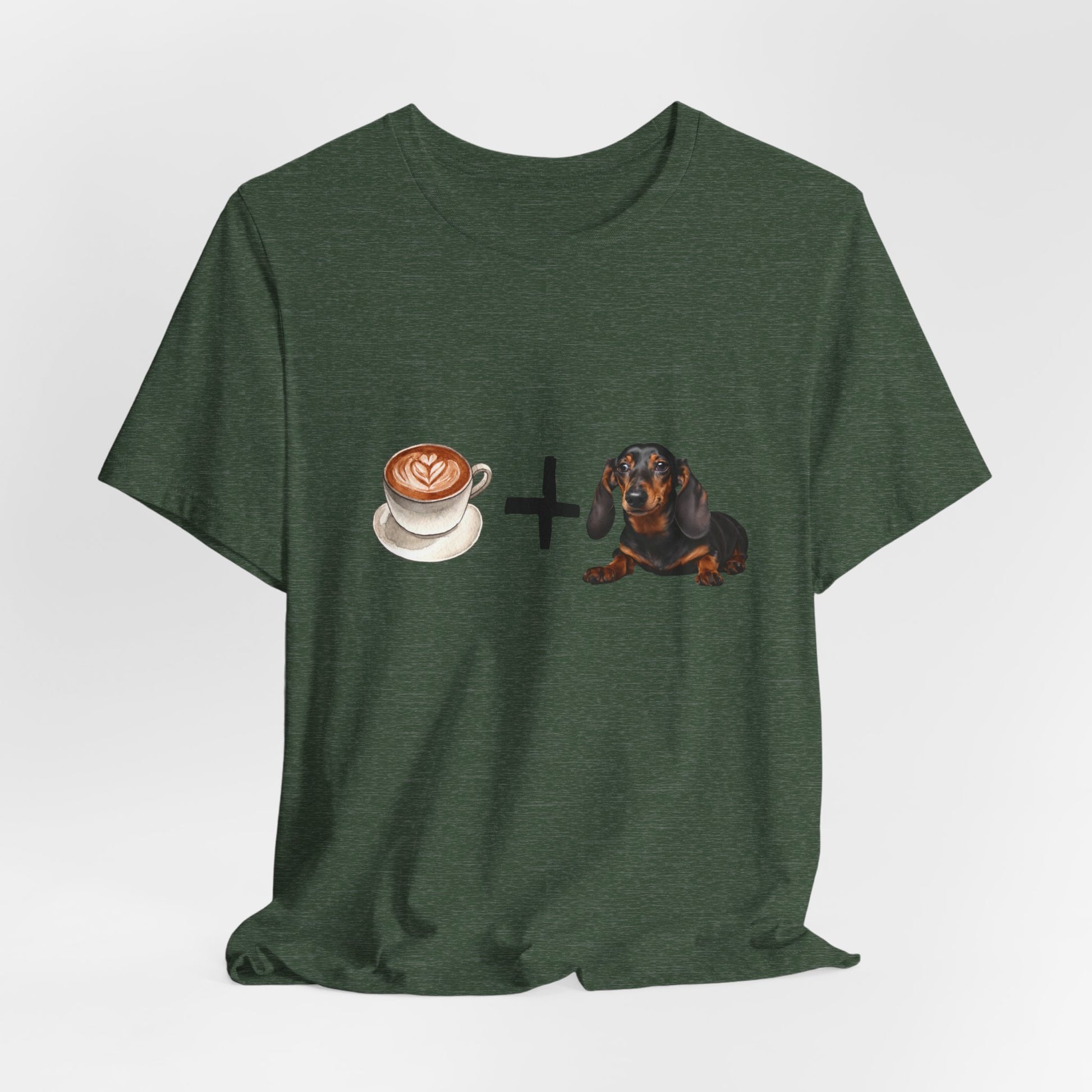 Coffee and Dachshunds T-Shirt — White — free worldwide delivery — SniffWaggleNWalk™