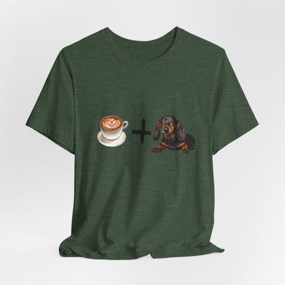 Coffee and Dachshunds T-Shirt — White — free worldwide delivery — SniffWaggleNWalk™