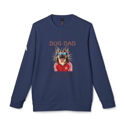 Dog Dad Adidas A434 T-Shirt — White — print detail — SniffWaggleNWalk™