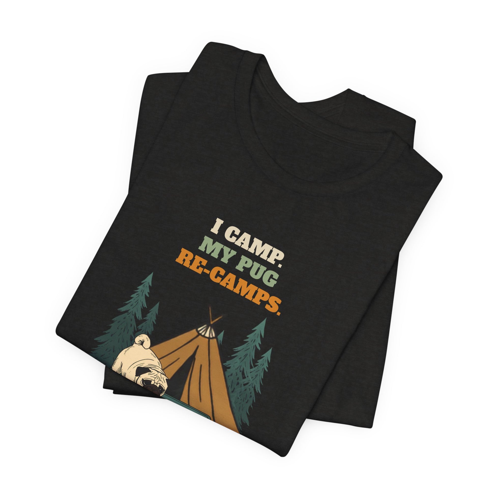 Funny dog camping t-shirt Pug gift