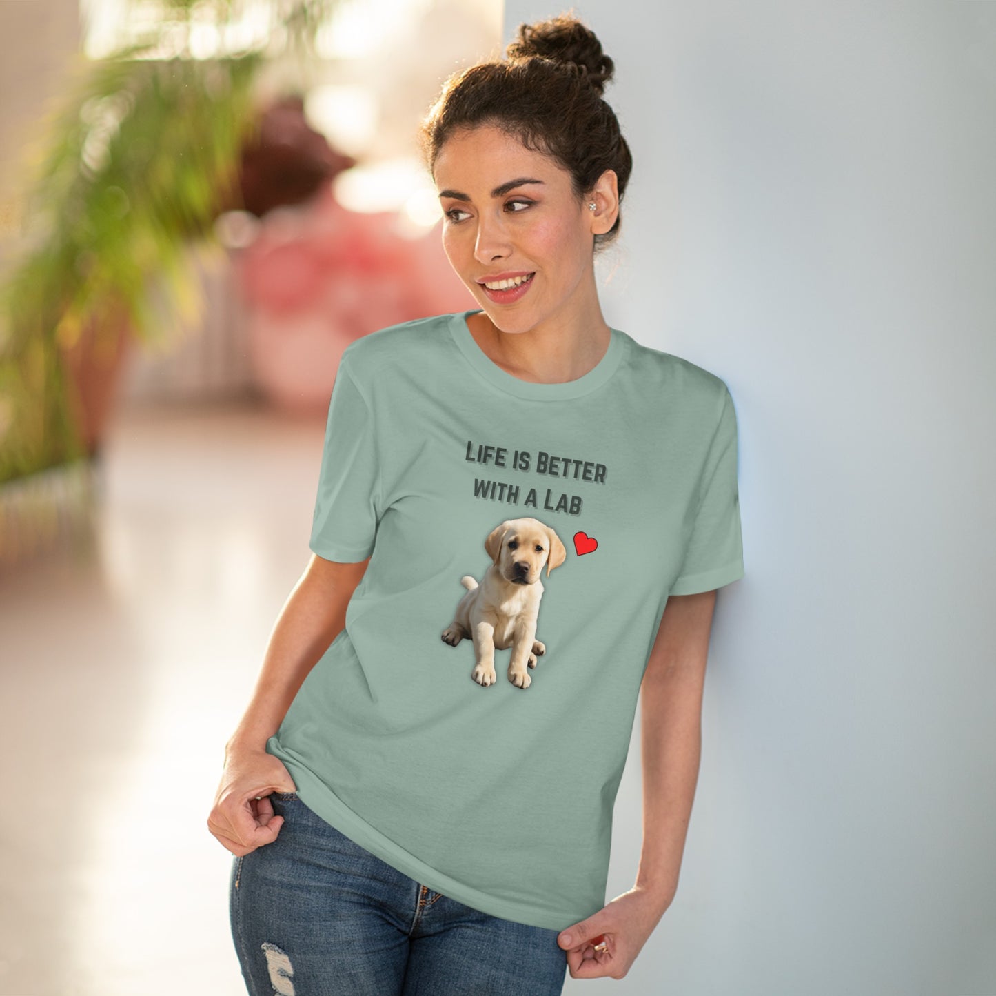 "LIFE IS BETTER WITH A LAB" Organic T-shirt - Unisex by sniffwagglenwalk™ - Sniff Waggle And Walk