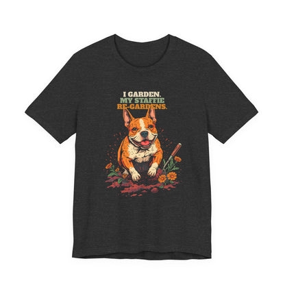 I Garden My Staffie Re-Gardens black tee detail